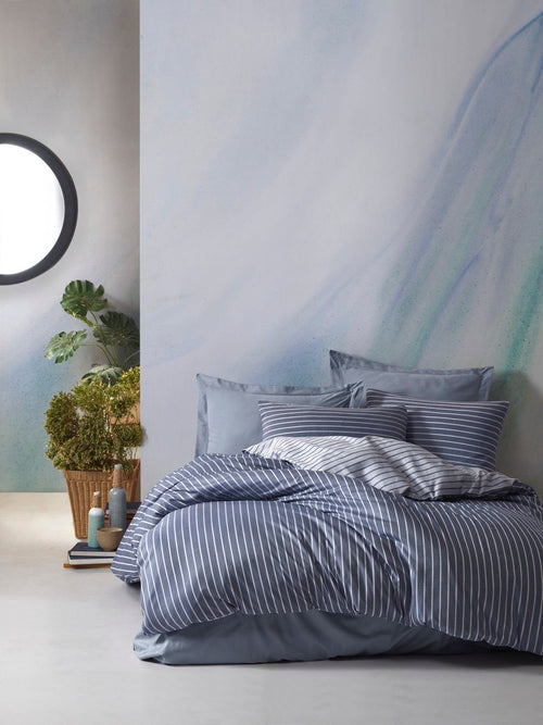 Asir Biancheria Da Letto Di Raso Bamboo Blu, 200 x 220 cm