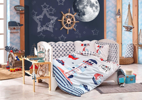 Asir Biancheria da letto per bambini cotone, 4 pezzi Baby Sailor Multicolore, 100 x 150 cm