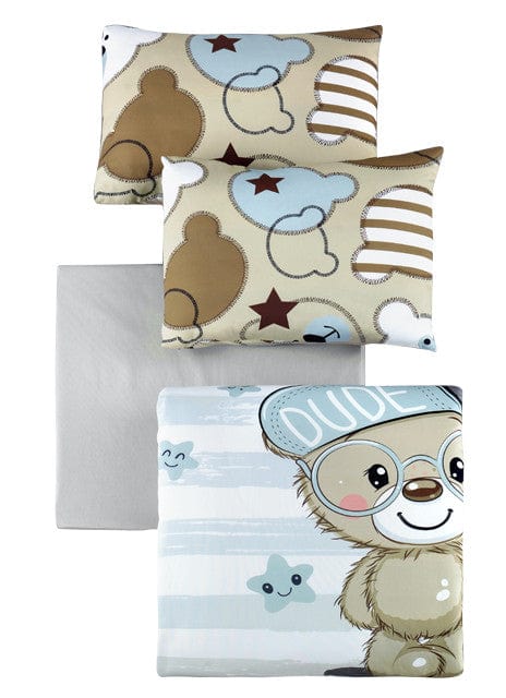 Asir Biancheria da letto per bambini cotone, 4 pezzi Bear Multicolore, 100 x 150 cm
