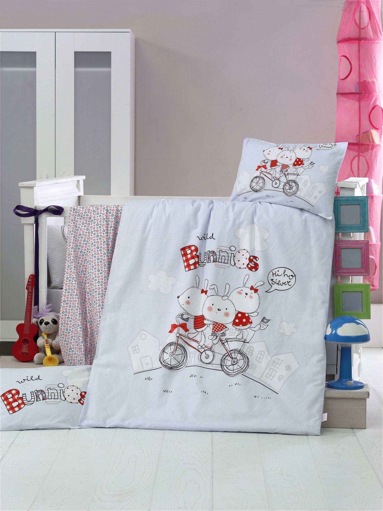 Biancheria da letto per bambini cotone, 4 pezzi Bunnies Multicolore, 100 x 150 cm