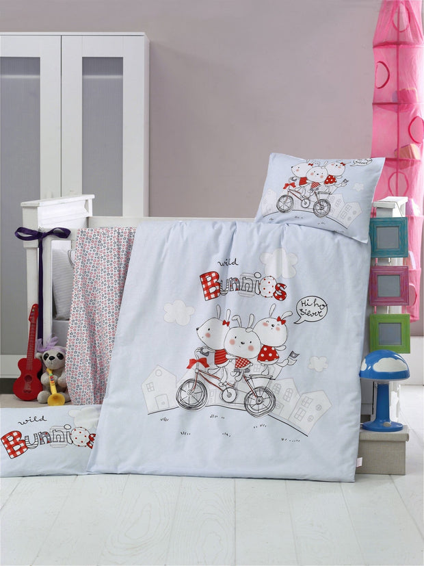 Biancheria da letto per bambini cotone, 4 pezzi Bunnies Multicolore, 100 x 150 cm
