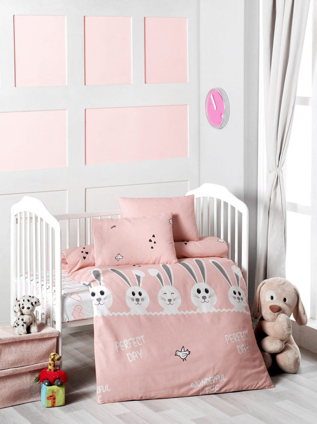 Biancheria da letto per bambini cotone, 4 pezzi Bunny Multicolore, 100 x 150 cm