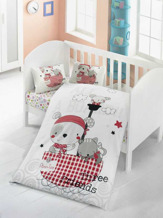 Asir Biancheria da letto per bambini cotone, 4 pezzi Corsan Multicolore, 100 x 150 cm