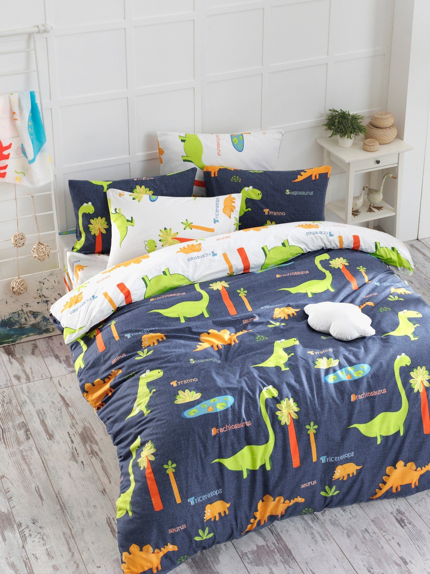 Asir Biancheria da letto per bambini cotone, 4 pezzi Dinolar Multicolore, 200 x 220 cm