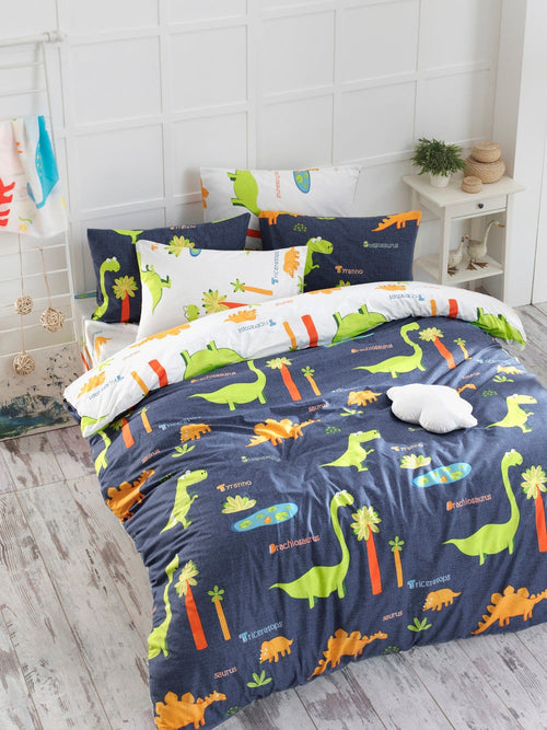 Asir Biancheria da letto per bambini cotone, 4 pezzi Dinolar Multicolore, 200 x 220 cm