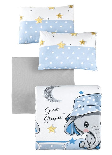 Asir Biancheria da letto per bambini cotone, 4 pezzi Elephant Multicolore, 100 x 150 cm
