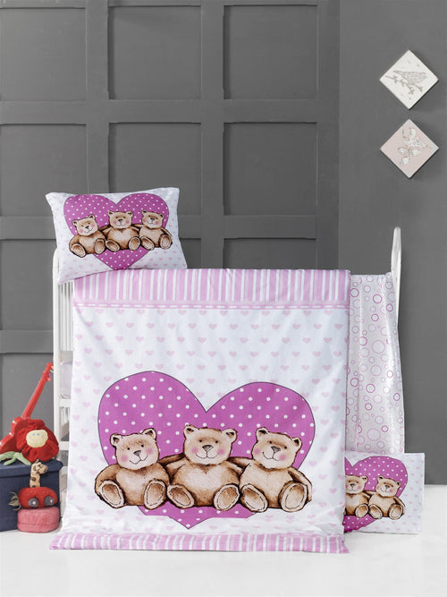 Asir Biancheria da letto per bambini cotone, 4 pezzi Friend Bears Multicolore, 100 x 150 cm