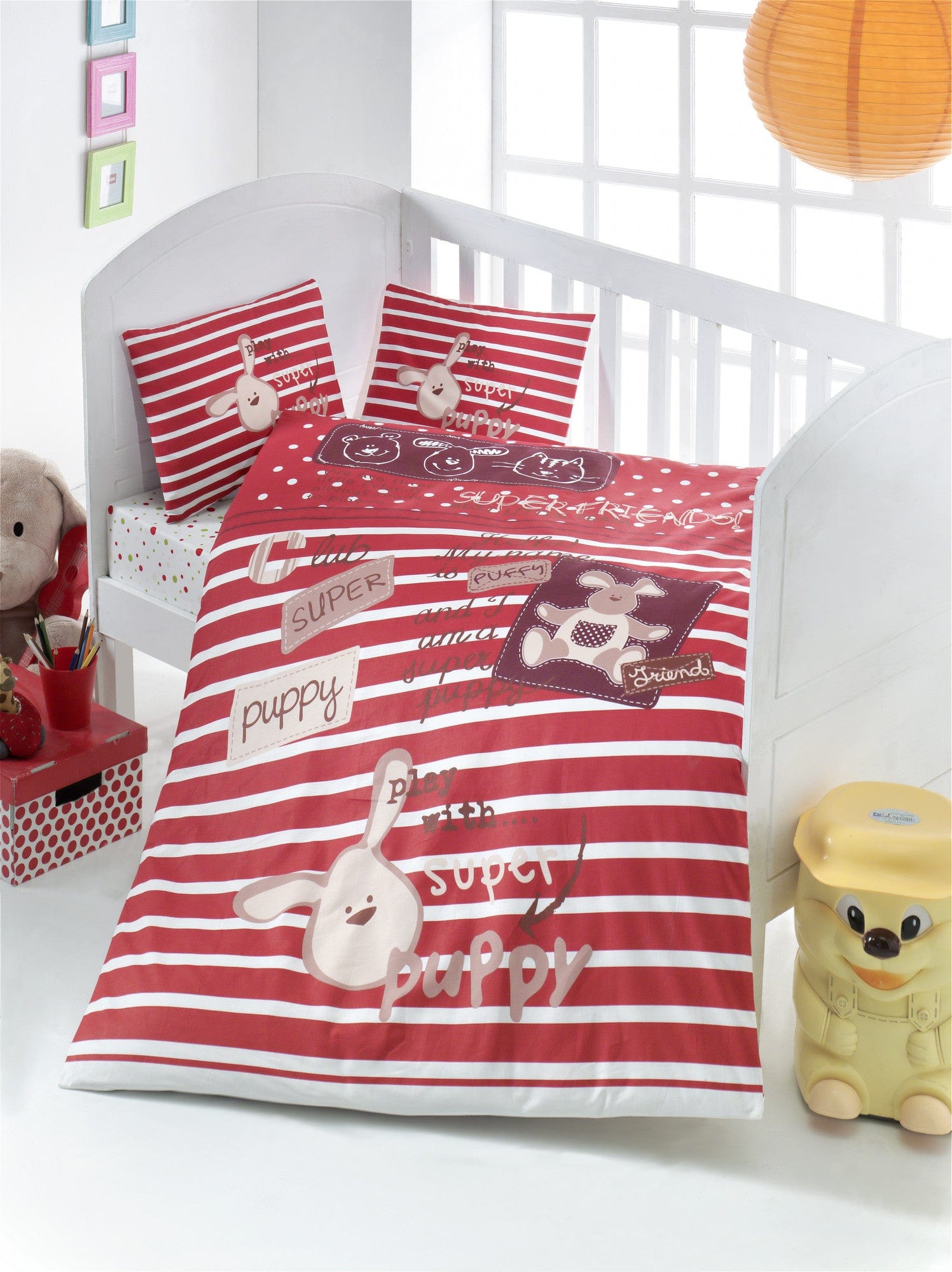 Biancheria da letto per bambini cotone, 4 pezzi Friends Multicolore, 100 x 150 cm