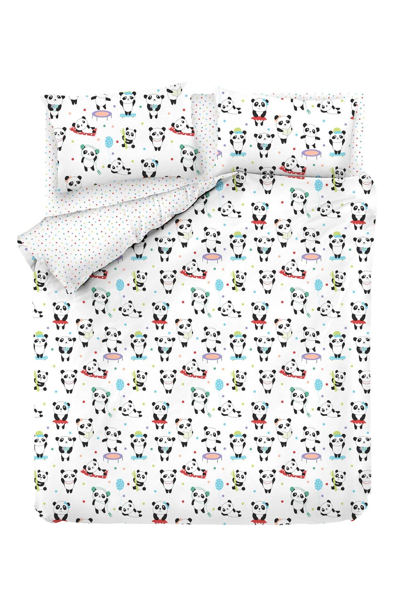 Asir Biancheria da letto per bambini cotone, 4 pezzi Love Pandas Multicolore, 200 x 220 cm