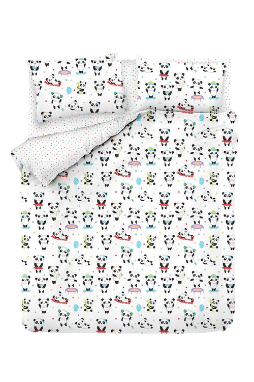 Asir Biancheria da letto per bambini cotone, 4 pezzi Love Pandas Multicolore, 200 x 220 cm