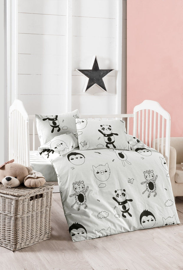 Biancheria da letto per bambini cotone, 4 pezzi Panda Multicolore, 100 x 150 cm