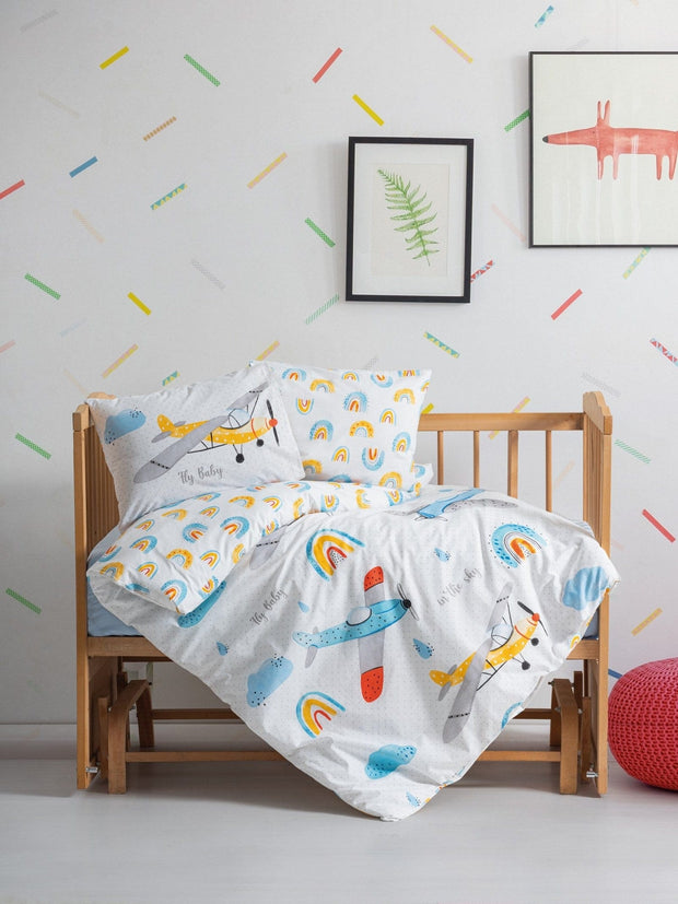 Asir Biancheria da letto per bambini cotone, 4 pezzi Sky Blu, 100 x 150 cm