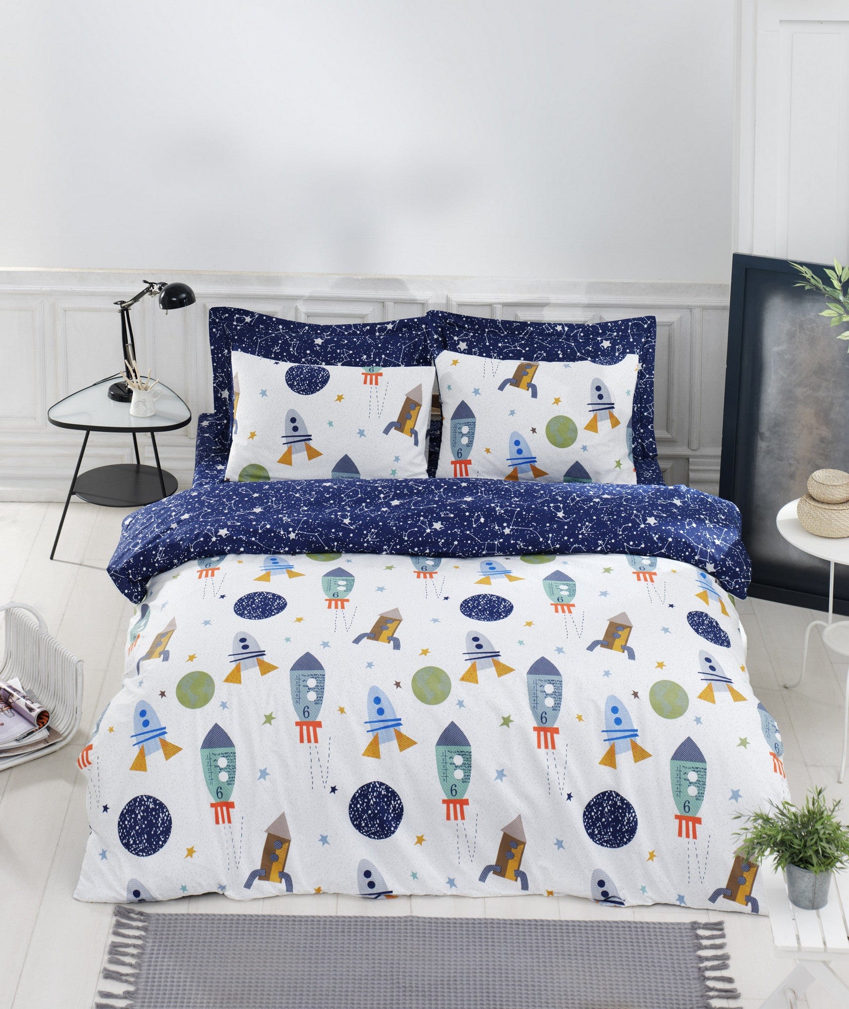 Asir Biancheria da letto per bambini cotone, 4 pezzi Spacex Multicolore, 200 x 220 cm