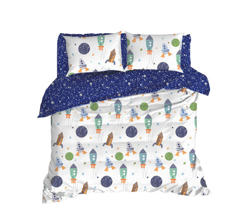 Asir Biancheria da letto per bambini cotone, 4 pezzi Spacex Multicolore, 200 x 220 cm