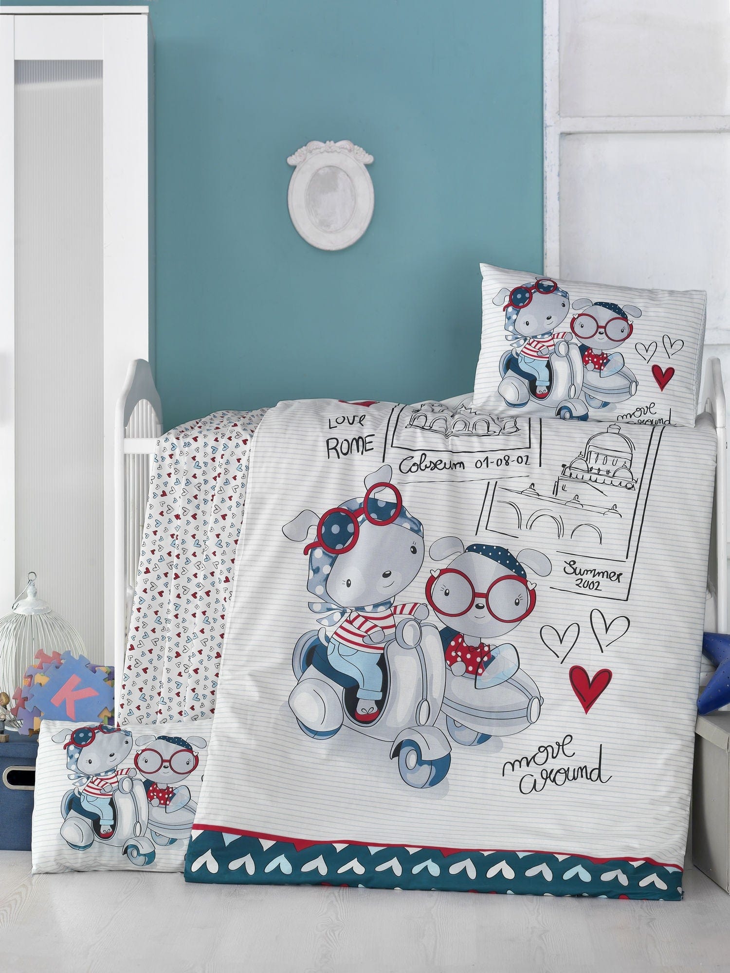 Asir Biancheria da letto per bambini cotone, 4 pezzi Travel Bears Multicolore, 100 x 150 cm