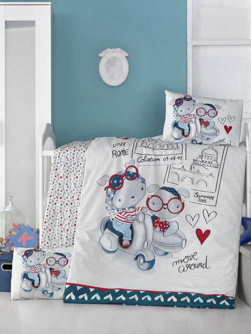Asir Biancheria da letto per bambini cotone, 4 pezzi Travel Bears Multicolore, 100 x 150 cm