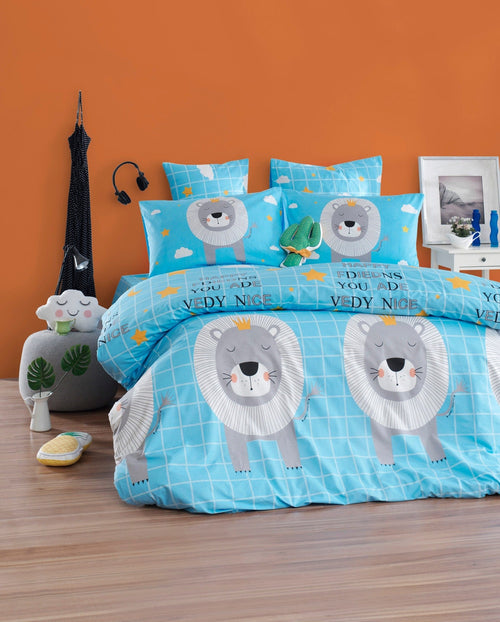 Biancheria da letto per bambini di cotone, 4 pezzi Aslan Kral Multicolore, 200 x 220 cm