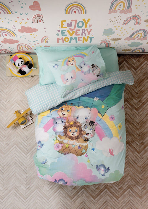 Asir Biancheria da letto per bambini di cotone, 4 pezzi Cute Animals Multicolore, 160 x 220 cm