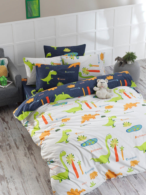 Asir Biancheria da letto per bambini di cotone, 4 pezzi Dinolar Multicolore, 200 x 220 cm