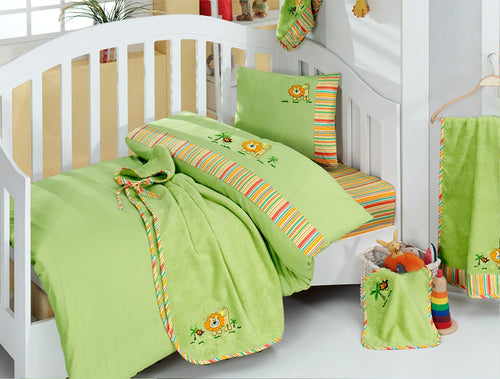 Asir Biancheria da letto per bambini di cotone, 4 pezzi King Verde, 100 x 150 cm