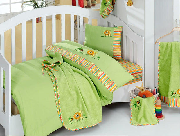 Asir Biancheria da letto per bambini di cotone, 4 pezzi King Verde, 100 x 150 cm