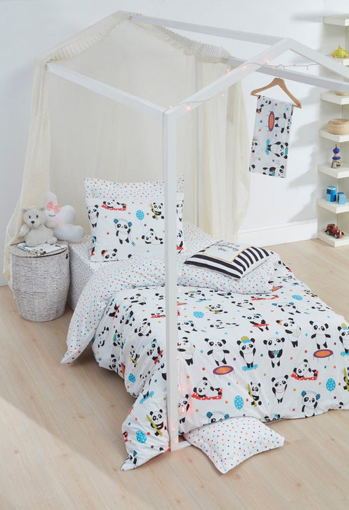 Asir Biancheria da letto per bambini di cotone, 4 pezzi Love Pandas Multicolore, 160 x 220 cm