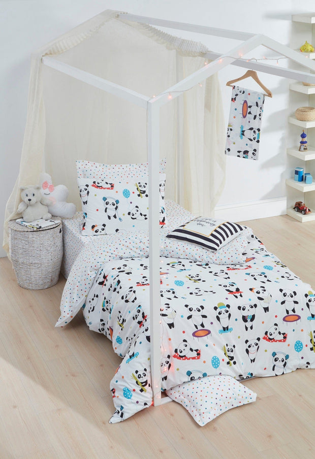 Asir Biancheria da letto per bambini di cotone, 4 pezzi Love Pandas Multicolore, 160 x 220 cm