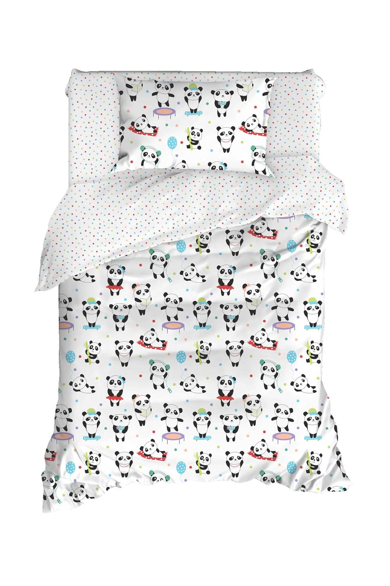 Asir Biancheria da letto per bambini di cotone, 4 pezzi Love Pandas Multicolore, 160 x 220 cm
