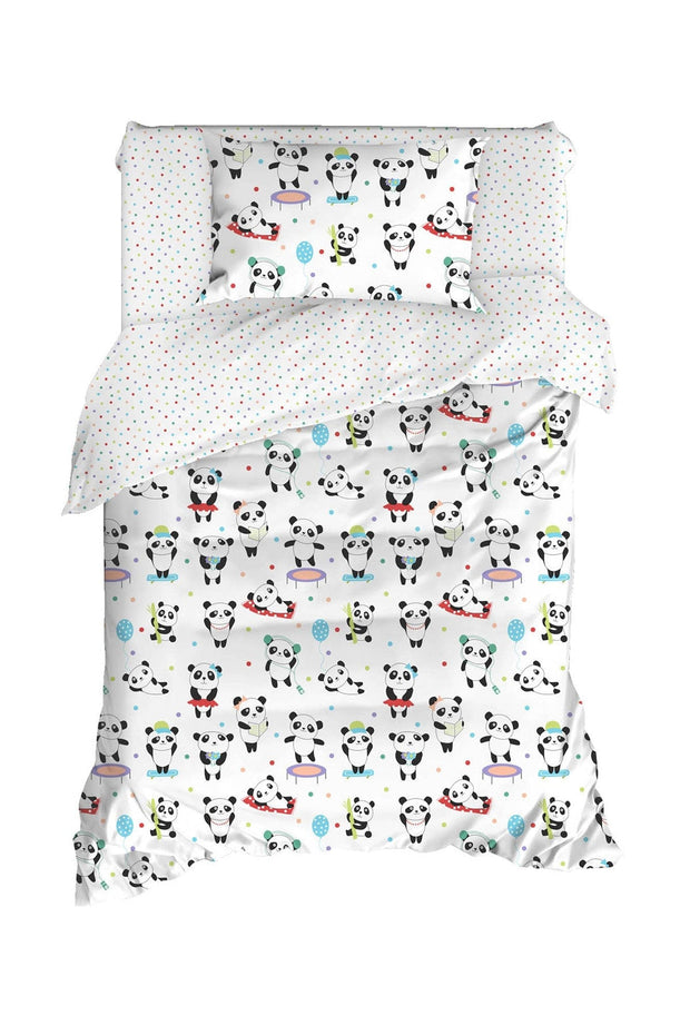 Asir Biancheria da letto per bambini di cotone, 4 pezzi Love Pandas Multicolore, 160 x 220 cm