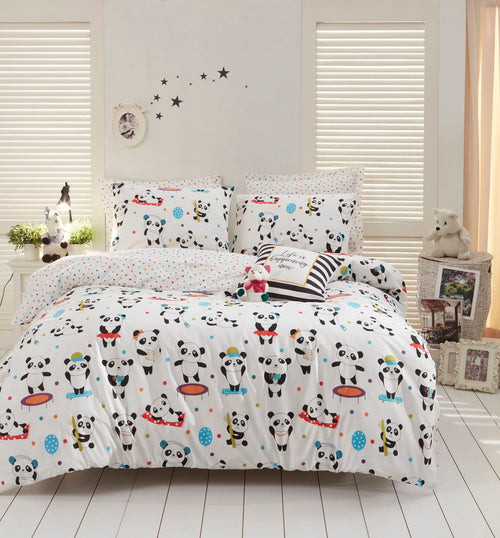 Asir Biancheria da letto per bambini di cotone, 4 pezzi Love Pandas Multicolore, 200 x 220 cm