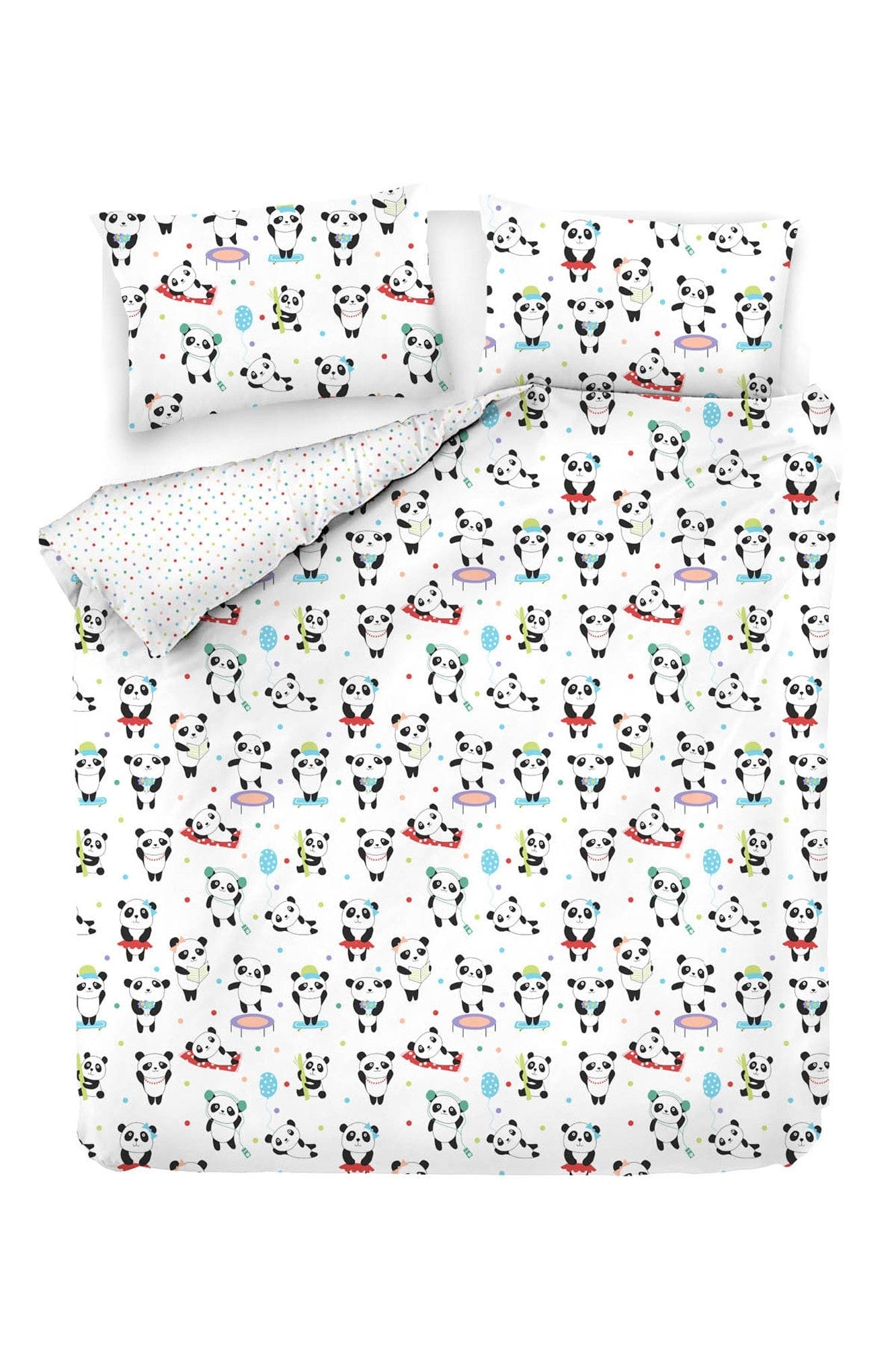 Asir Biancheria da letto per bambini di cotone, 4 pezzi Love Pandas Multicolore, 200 x 220 cm