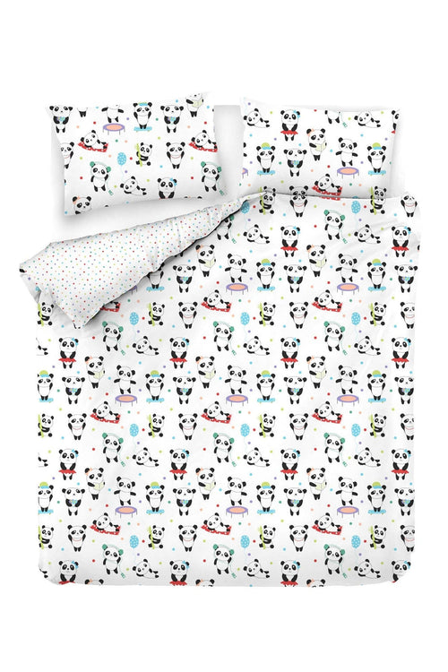 Asir Biancheria da letto per bambini di cotone, 4 pezzi Love Pandas Multicolore, 200 x 220 cm