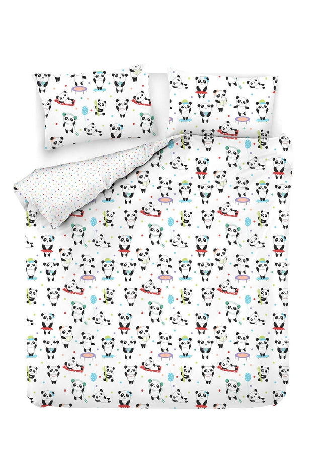Asir Biancheria da letto per bambini di cotone, 4 pezzi Love Pandas Multicolore, 200 x 220 cm