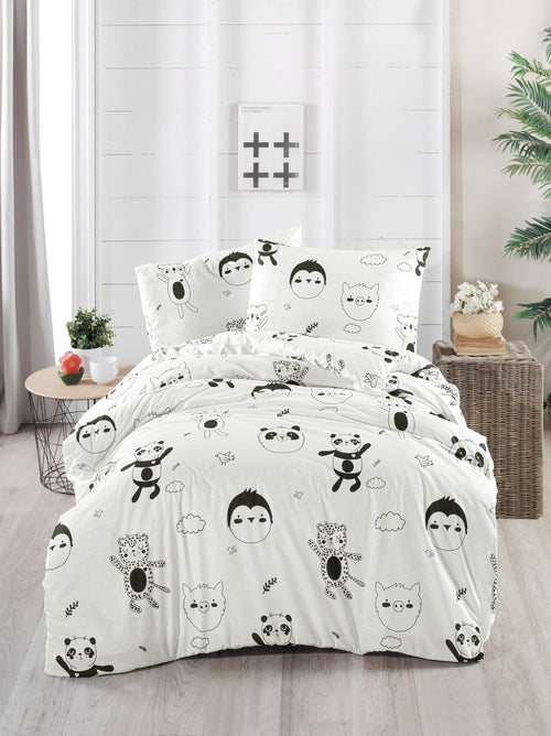 Biancheria da letto per bambini di cotone, 4 pezzi Panda Multicolore, 160 x 220 cm
