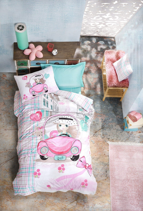 Asir Biancheria da letto per bambini di cotone, 4 pezzi Paris Love Multicolore, 160 x 220 cm