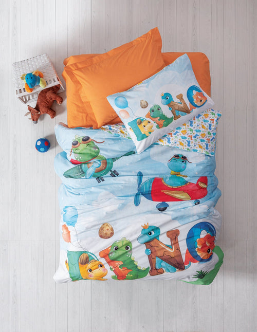 Asir Biancheria da letto per bambini di cotone, 4 pezzi Roar Multicolore, 160 x 220 cm