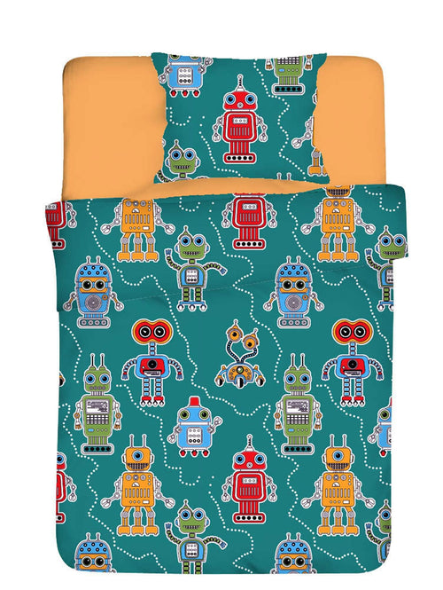 Asir Biancheria da letto per bambini di cotone, 4 pezzi Robotte Multicolore, 100 x 150 cm