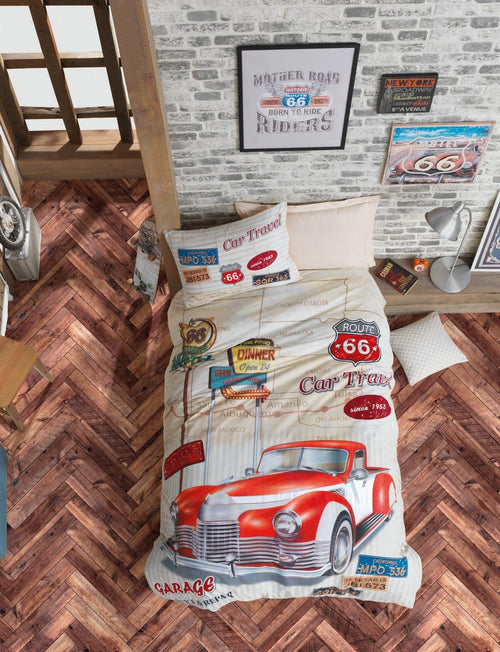 Asir Biancheria da letto per bambini di cotone, 4 pezzi Route Multicolore, 160 x 220 cm