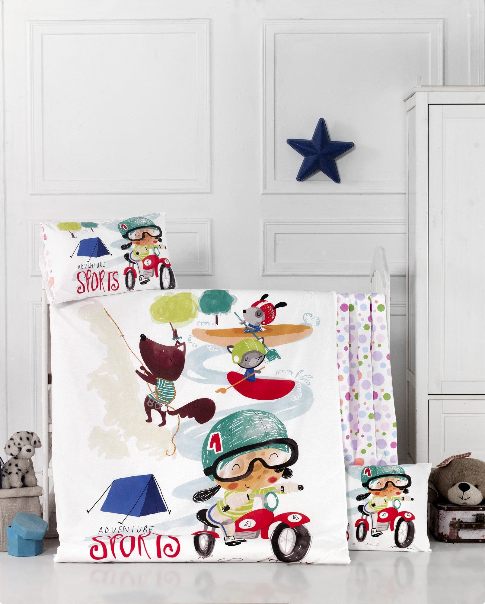 Asir Biancheria da letto per bambini Ranforce di cotone, 4 pezzi Adventure Multicolore, 100 x 150 cm