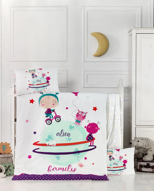 Asir Biancheria da letto per bambini Ranforce di cotone, 4 pezzi Alien Multicolore, 100 x 150 cm