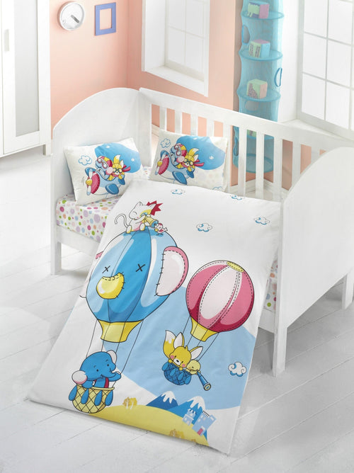 Biancheria da letto per bambini Ranforce di cotone, 4 pezzi Balloon Multicolore, 100 x 150 cm