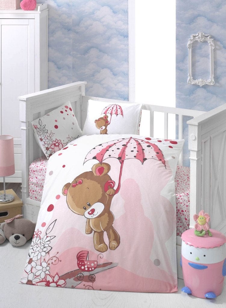 Biancheria da letto per bambini Ranforce di cotone, 4 pezzi Bear Multicolore, 100 x 150 cm