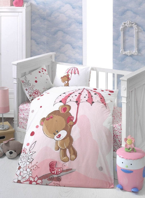 Biancheria da letto per bambini Ranforce di cotone, 4 pezzi Bear Multicolore, 100 x 150 cm