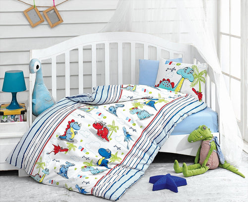 Asir Biancheria da letto per bambini Ranforce di cotone, 4 pezzi Dino Multicolore, 100 x 150 cm