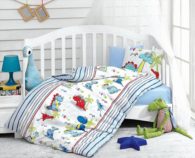 Asir Biancheria da letto per bambini Ranforce di cotone, 4 pezzi Dino Multicolore, 100 x 150 cm