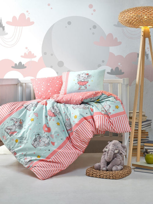 Asir Biancheria da letto per bambini Ranforce di cotone, 4 pezzi Elefant Multicolore, 100 x 150 cm