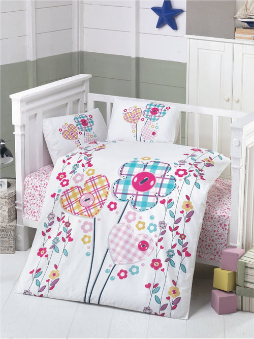 Asir Biancheria da letto per bambini Ranforce di cotone, 4 pezzi Flower Multicolore, 100 x 150 cm
