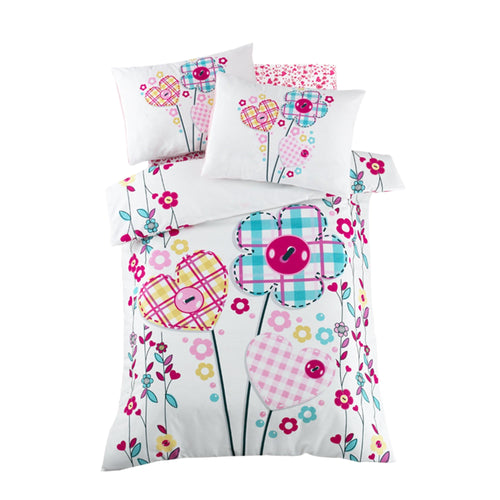 Asir Biancheria da letto per bambini Ranforce di cotone, 4 pezzi Flower Multicolore, 100 x 150 cm