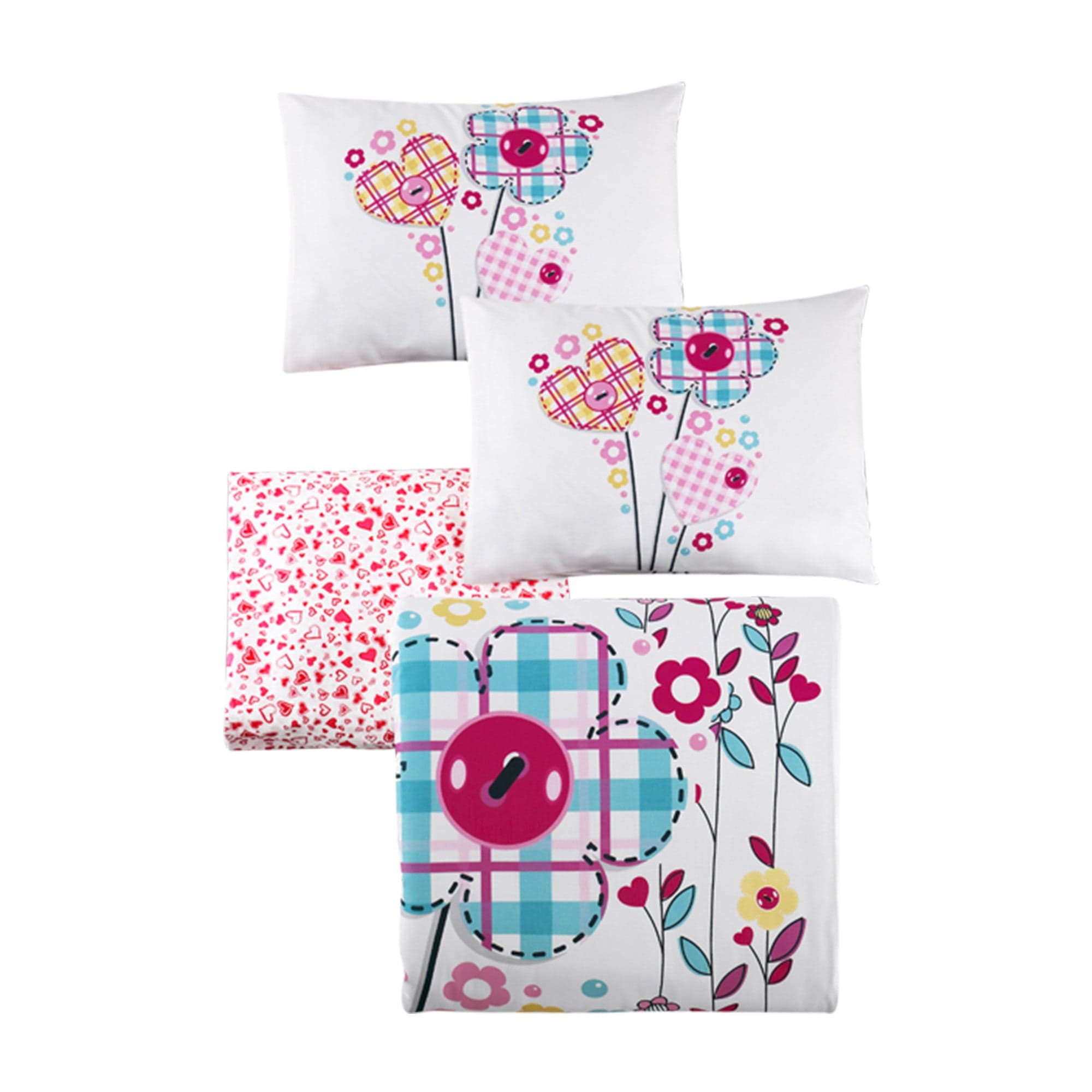 Asir Biancheria da letto per bambini Ranforce di cotone, 4 pezzi Flower Multicolore, 100 x 150 cm