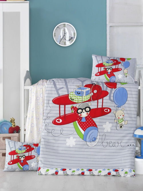 Asir Biancheria da letto per bambini Ranforce di cotone, 4 pezzi Flying Multicolore, 100 x 150 cm